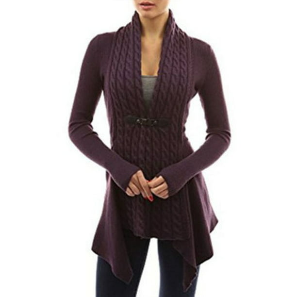Ladies Women's Knitted Waterfall Cardigans Tops Sweaters Full Sleeves Plus Sizes
